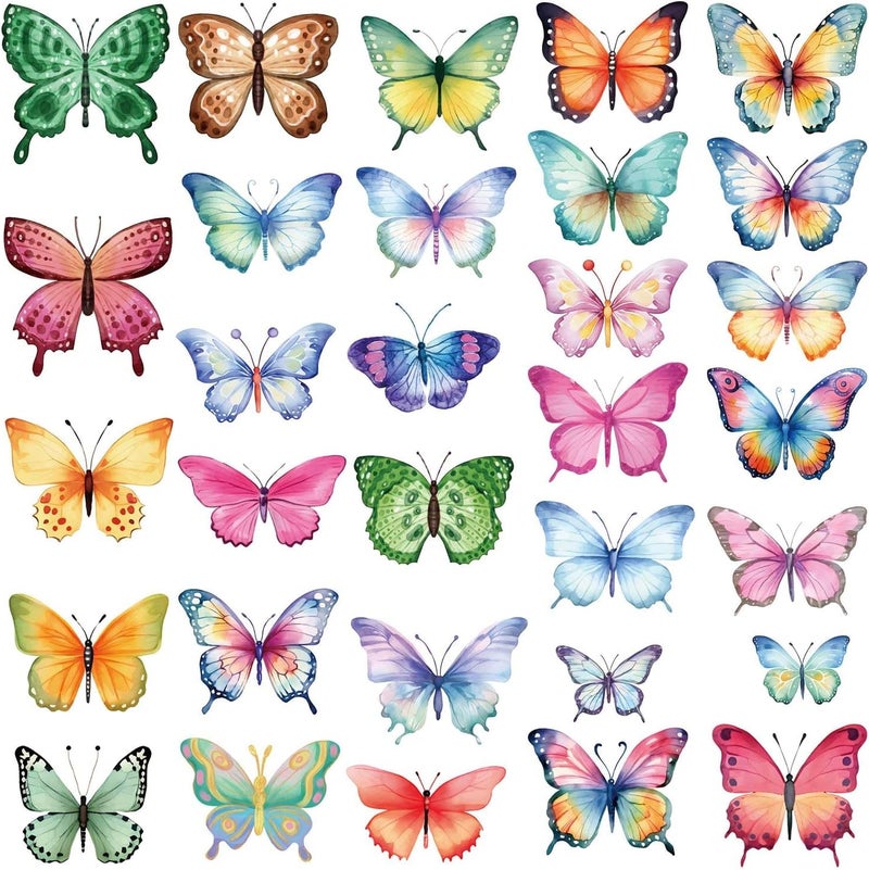 CharmFlo Large Butterfly Wall Decals 8 Sheets 62PCS Watercolor Wall Stickers Removable Peel & Stick for Kids Room Nursery Wall Art Girls Room Bedroom Décor - Image 2